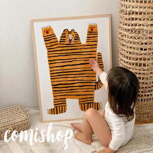 北欧同步儿童房装 饰挂画 饰卡通动物手绘水彩系列宝宝房间装