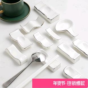 迈卡伦 轻奢陶瓷筷子托公筷勺架两用多用汤勺托架餐桌摆台筷枕