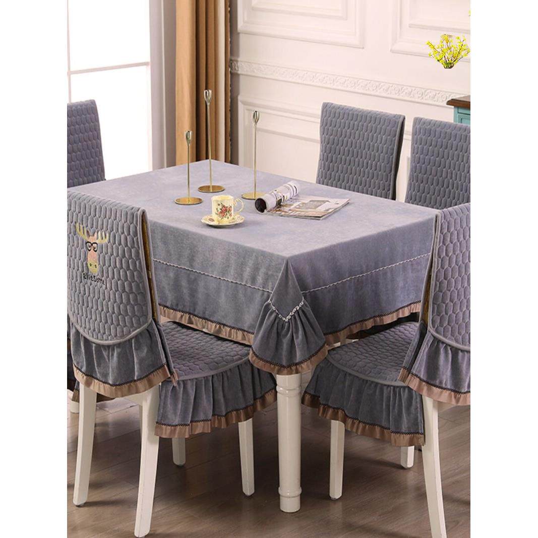 现代简约餐桌布艺长方形圆中式纯色椅子套罩椅垫欧式餐椅套罩台布