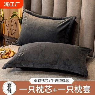 枕头枕芯男家用一套带枕套护颈椎加绒一对学生单人助睡眠成人酒店