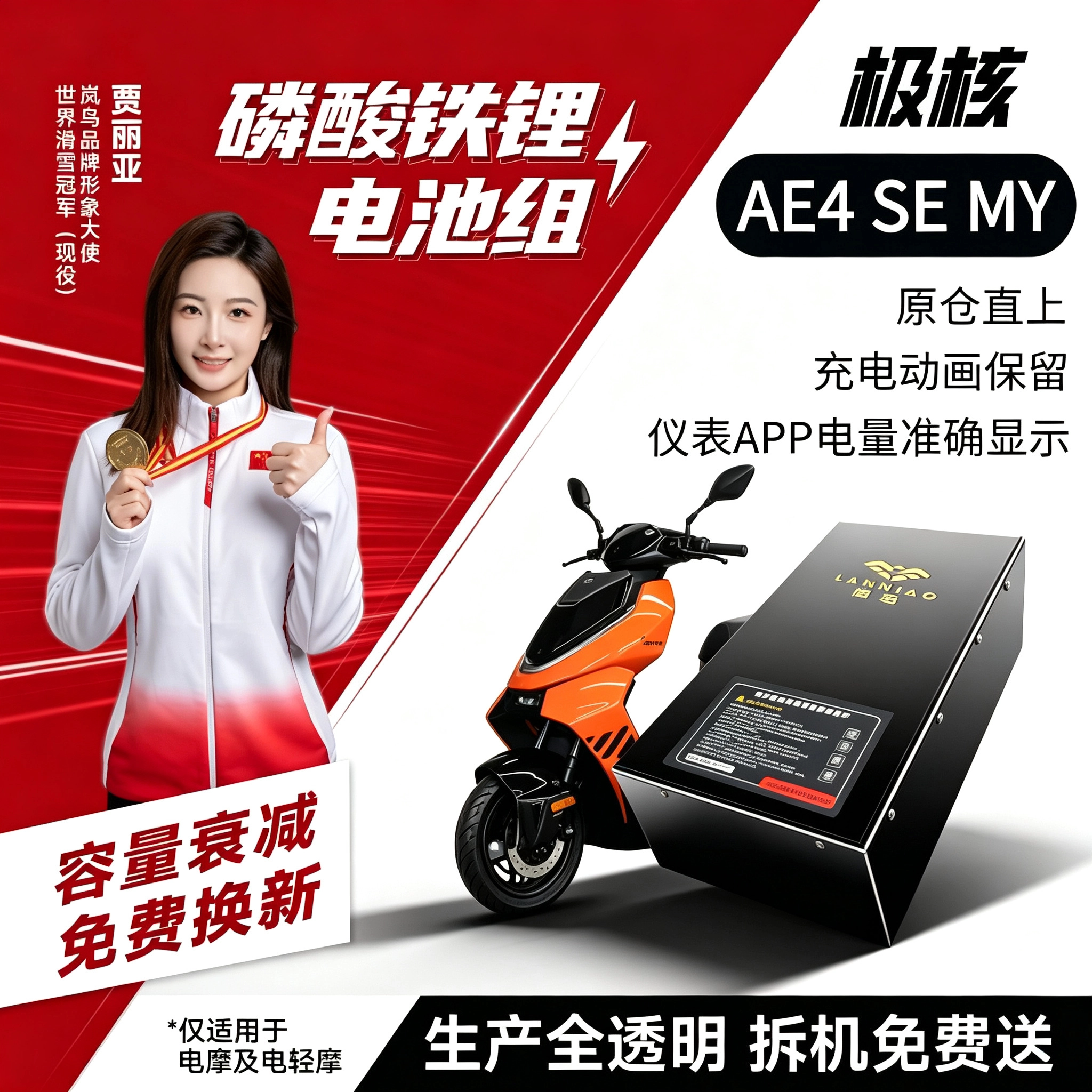 适用于极核AE4无损直上铁锂电池