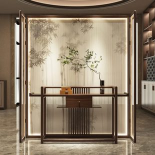 实木屏风隔断客厅酒店会客厅办公室玄关茶室竹子大座屏入户 新中式