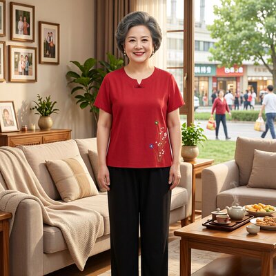 2026妈妈装夏季短袖两件套