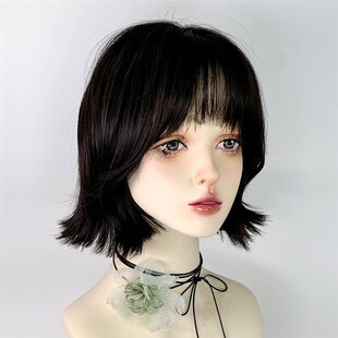 美立方黑色假發(fā)短發(fā)女全頭套減齡日系韓系自然y2k日常短卷發(fā)整頂