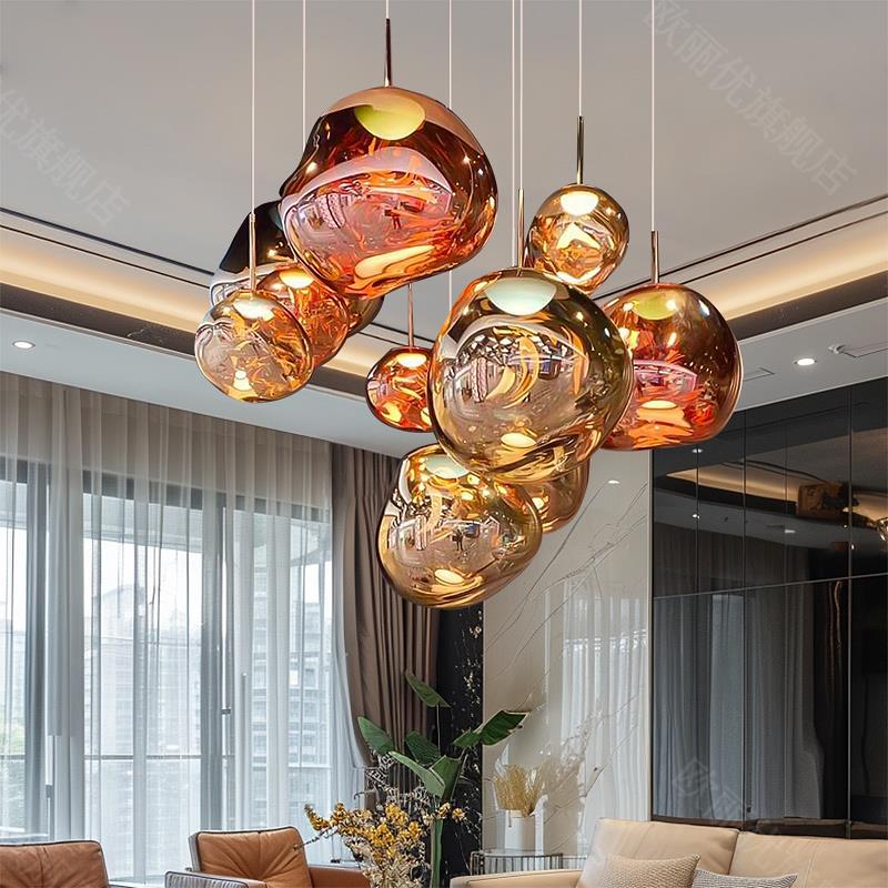 loft覆式楼梯别墅熔岩吊灯挑空客厅设计师公寓饭厅吧台长吊线 线