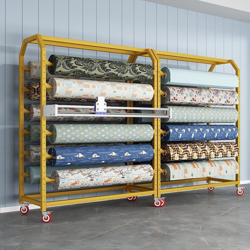 纺织布料布卷展示架面料架子家纺桌布塑料薄膜布带切刀展架货架