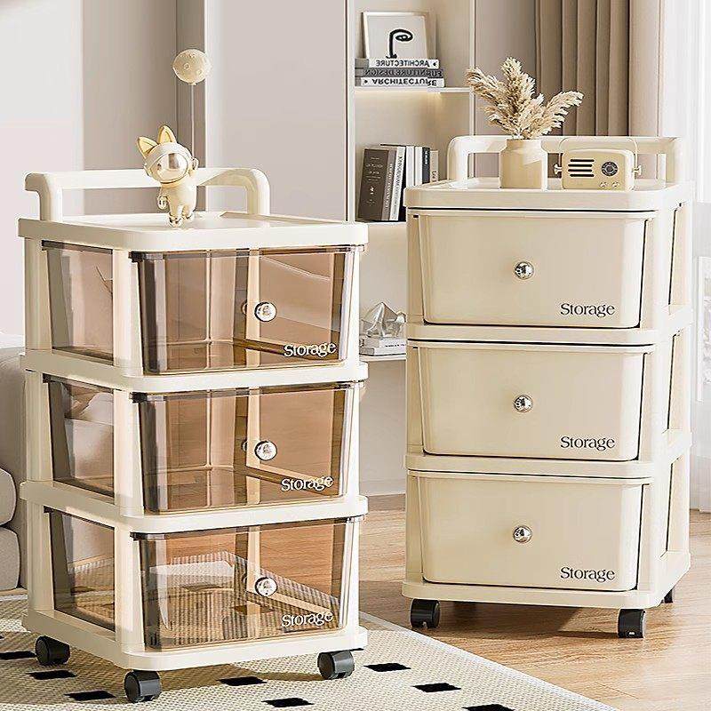 日本手推车储物架多层婴儿用品储物架抽屉式可移动零食玩具储物柜