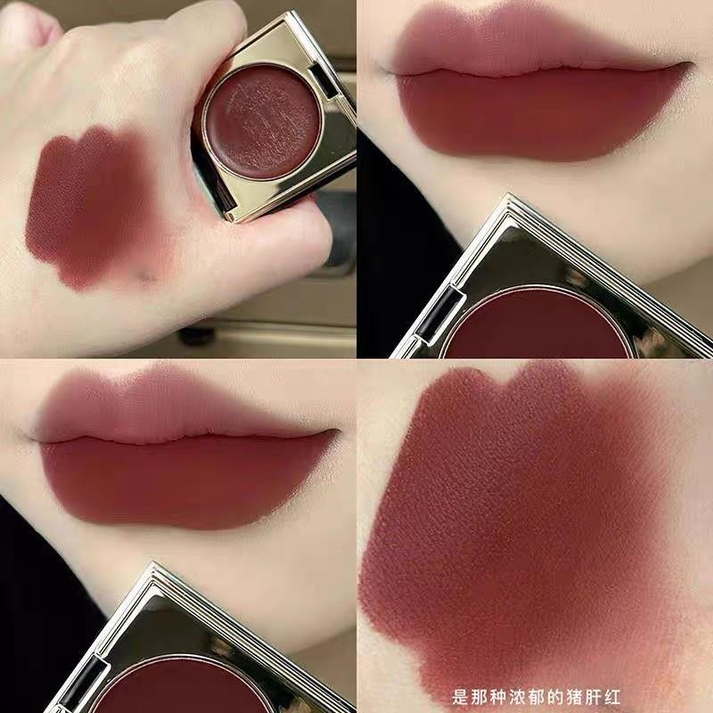软糯豆沙玫瑰小方块唇膏哑光雾面防水不掉色显白唇颊腮红多用膏