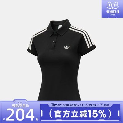 滔搏adidas阿迪达斯三叶草女子翻领POLO衫运动休闲短袖T恤KD7974