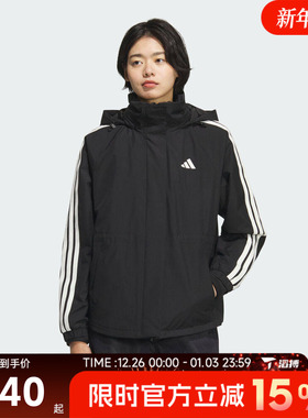 滔搏adidas阿迪达斯女子MS 3IN1 JKT连帽运动健身夹克外套KB7591