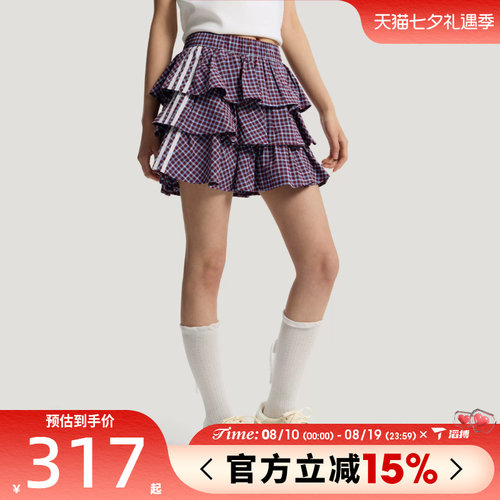 滔搏adidas阿迪达斯三叶草女子PLAID SKIRT运动休闲半身裙KU9399