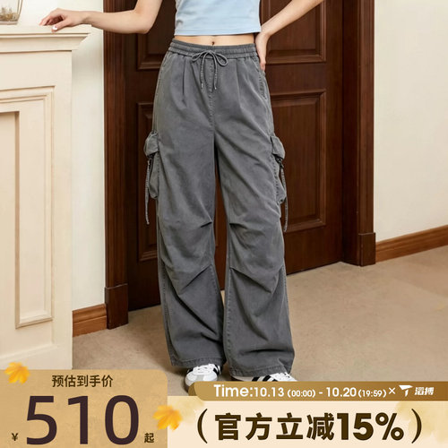 滔搏adidas阿迪达斯三叶草女子百搭宽松工装裤运动休闲长裤KX3047
