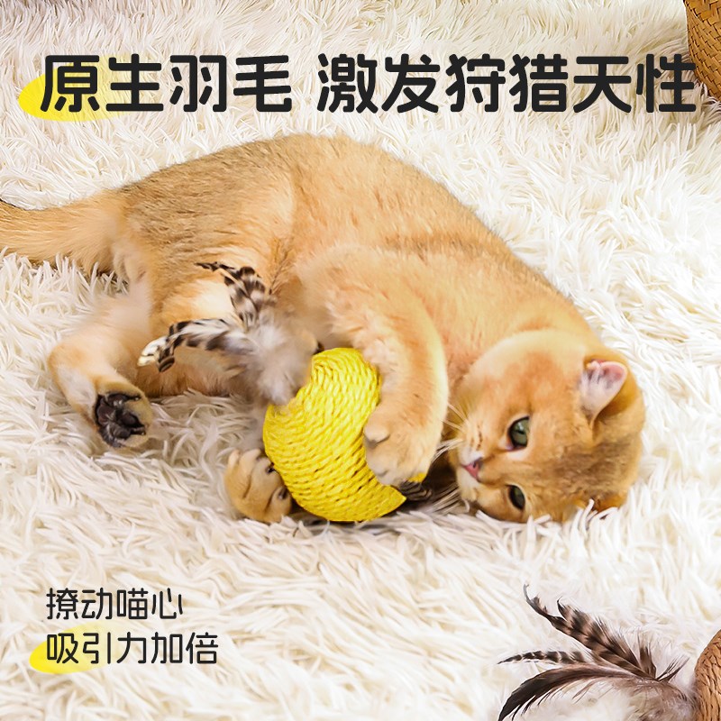 猫玩具剑麻球超大自嗨解闷神器逗猫棒磨牙耐咬羽毛球猫咪用品大全