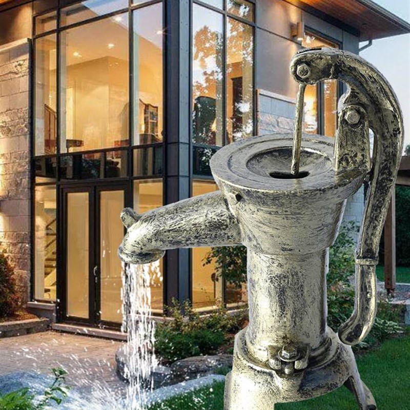 老式铸铁压水井手动摇水泵家用井头仿古铜压水器幼儿园手摇压水井