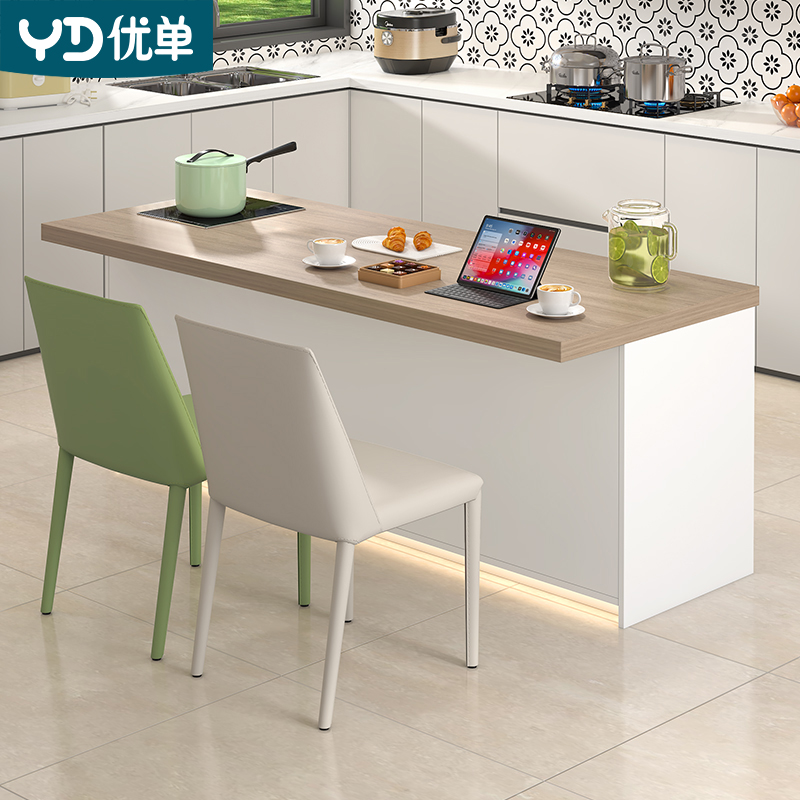 岛台带电磁炉餐桌一体小户型定制开放式厨房置物料理操作吧台桌