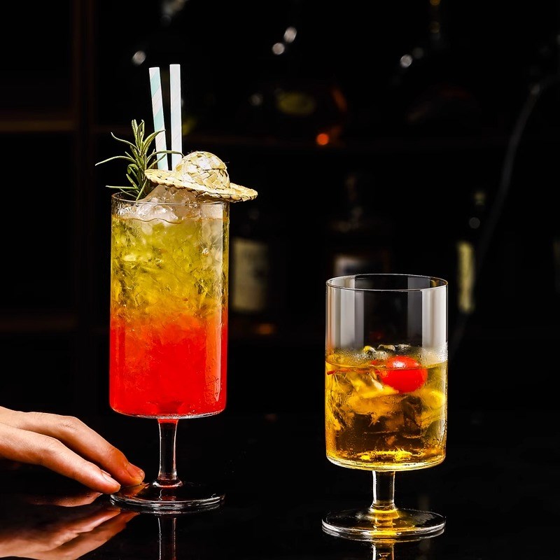 轻薄矮脚直筒鸡尾酒杯子水晶玻璃香槟杯冷饮杯酒吧氛围感酒杯果汁