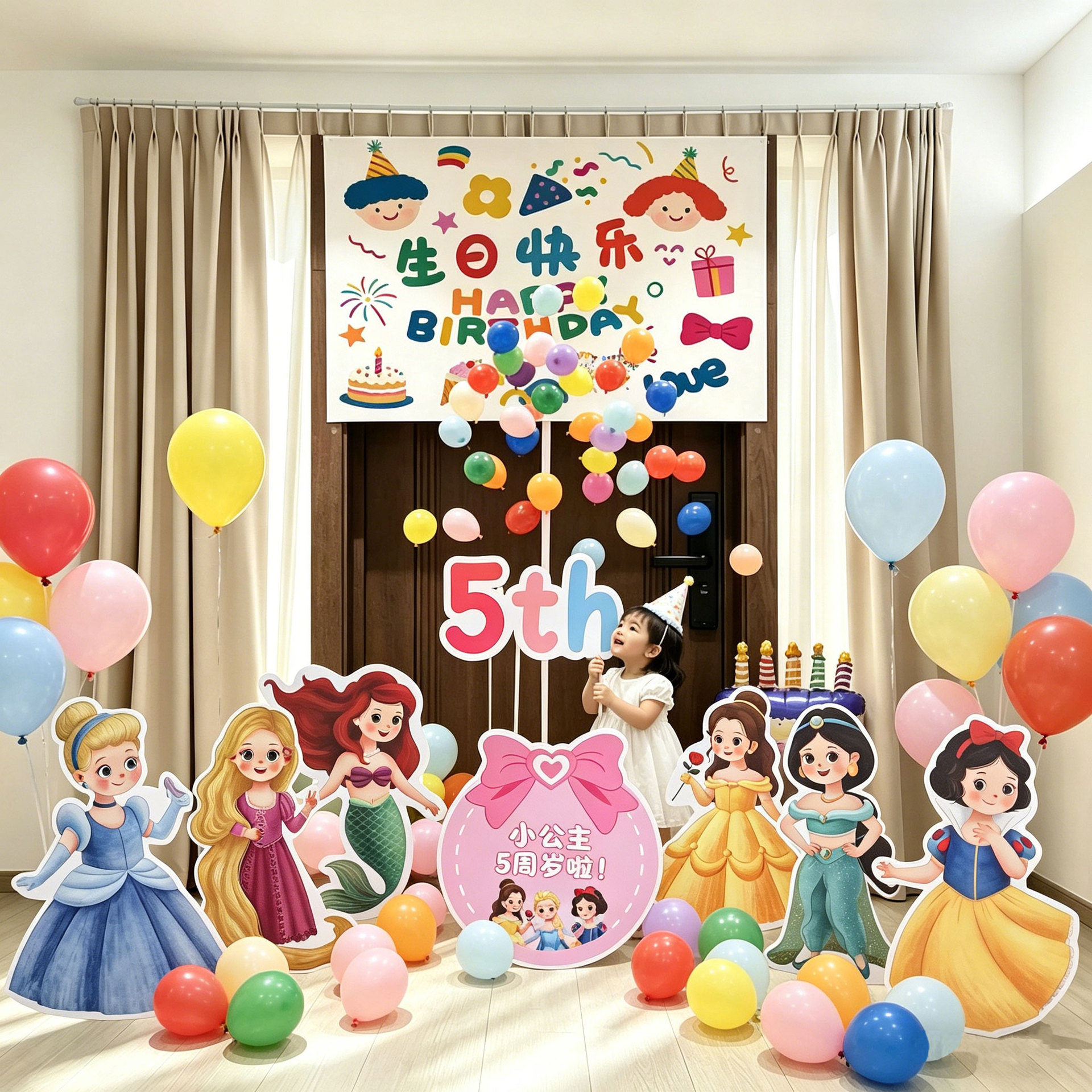 女孩白雪公主儿童生日派对KT定制