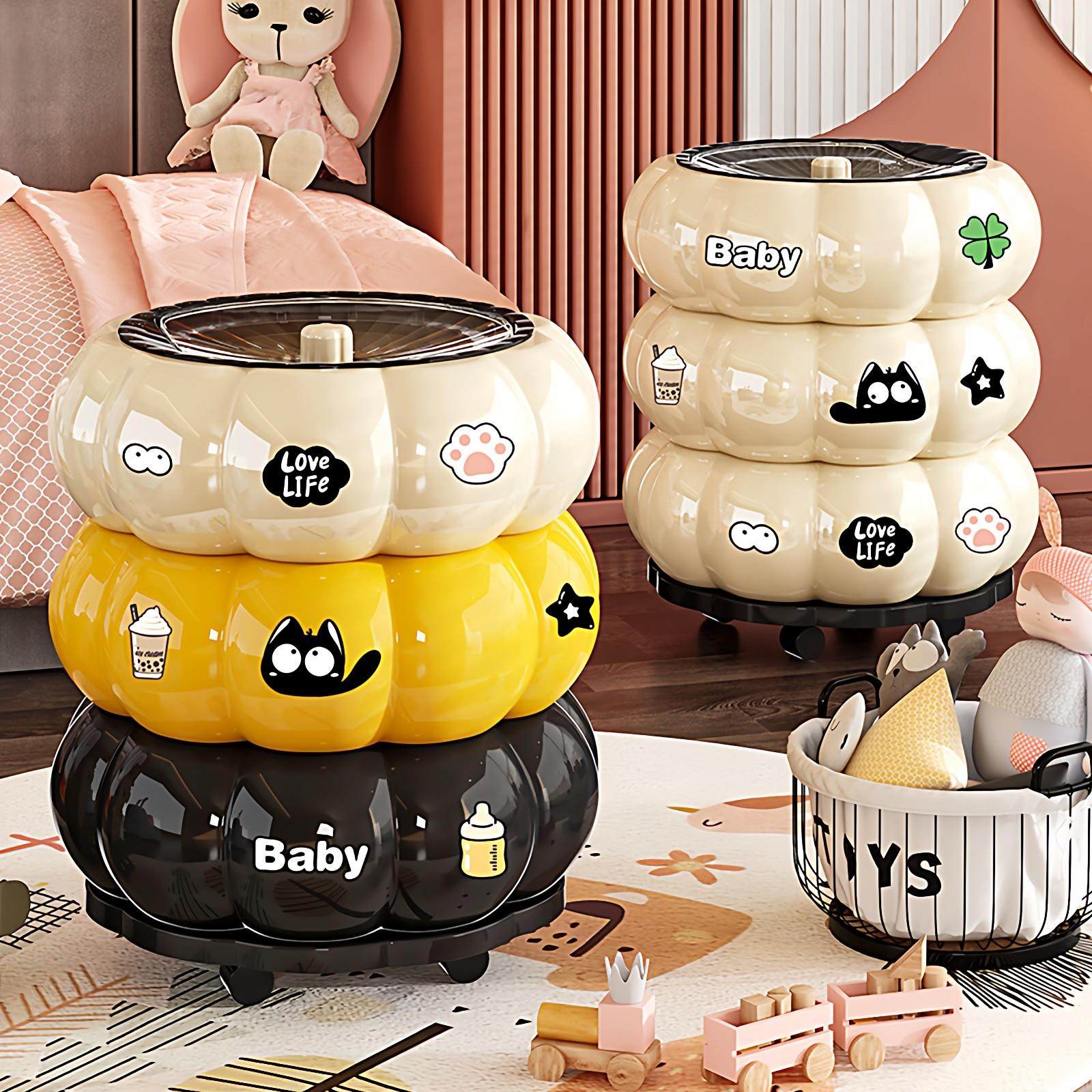 日式垃圾桶家用客厅轻奢高档带盖大号大容量厨房可移动可爱卫生桶