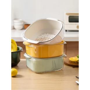 チュシンミ 洗菜篮滤水洗水果淘菜盆水果盘 洗菜盆沥水篮厨房新款