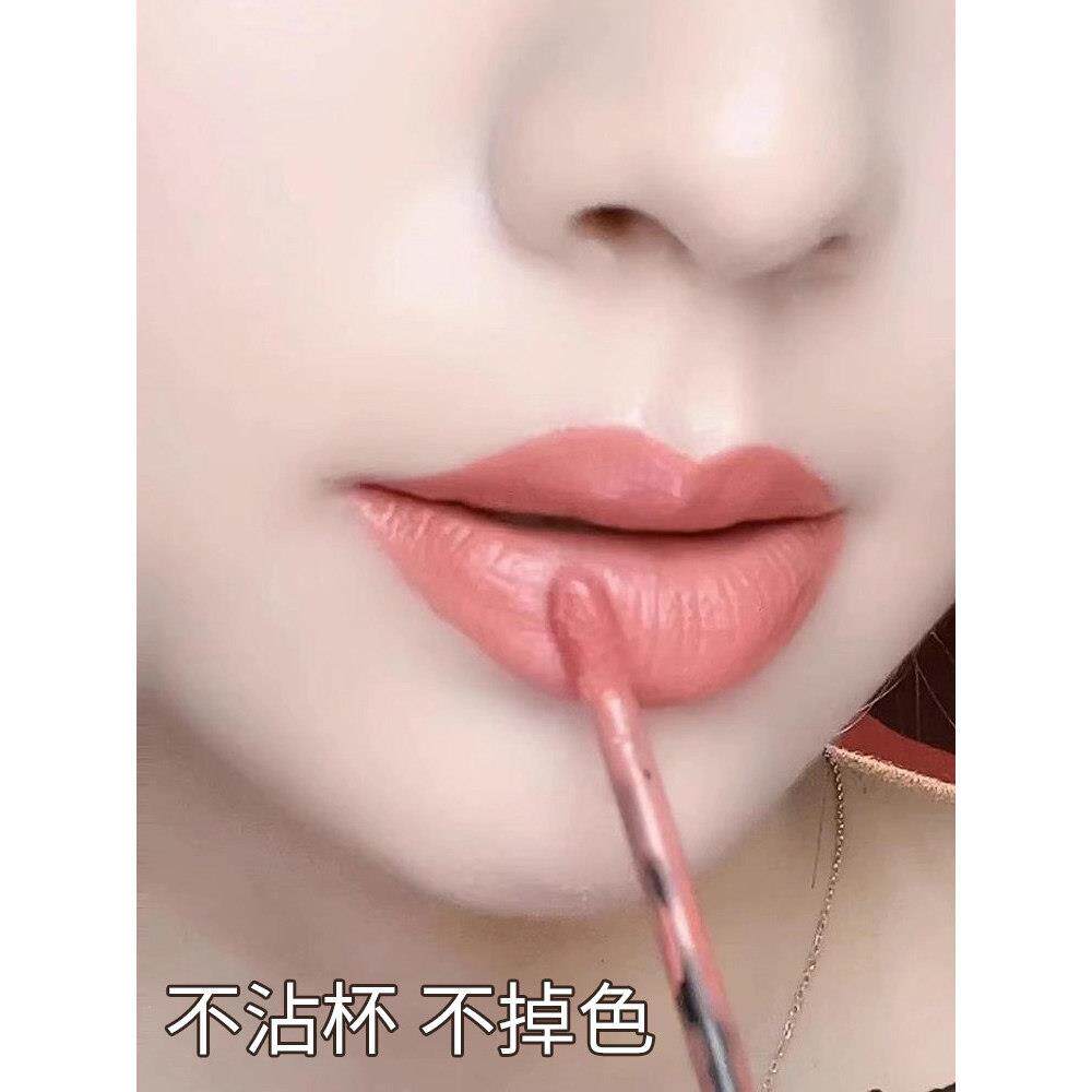 推荐肉桂奶茶唇釉不沾杯不掉色黄皮素颜显白滋润丝绒口红