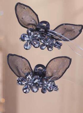 [兔耳刘海夹]夏季新原创设计师风格薄纱兔耳夹破发刘海夹