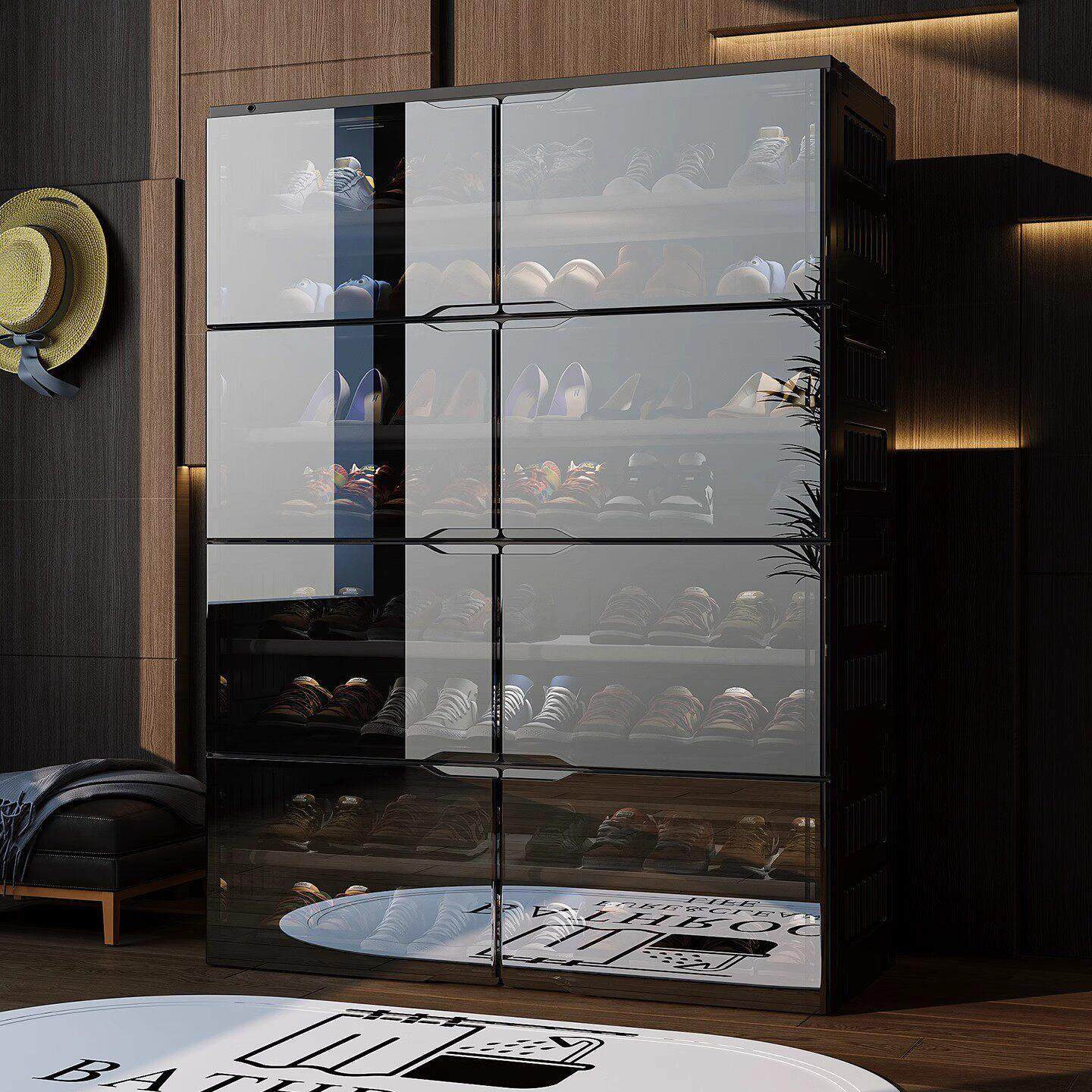 德国免安装鞋盒收纳盒透明鞋子收纳神器门口一体靠墙鞋架折叠鞋柜,收纳整理,鞋盒,淘宝优惠券,粉丝福利购,淘宝优惠卷
