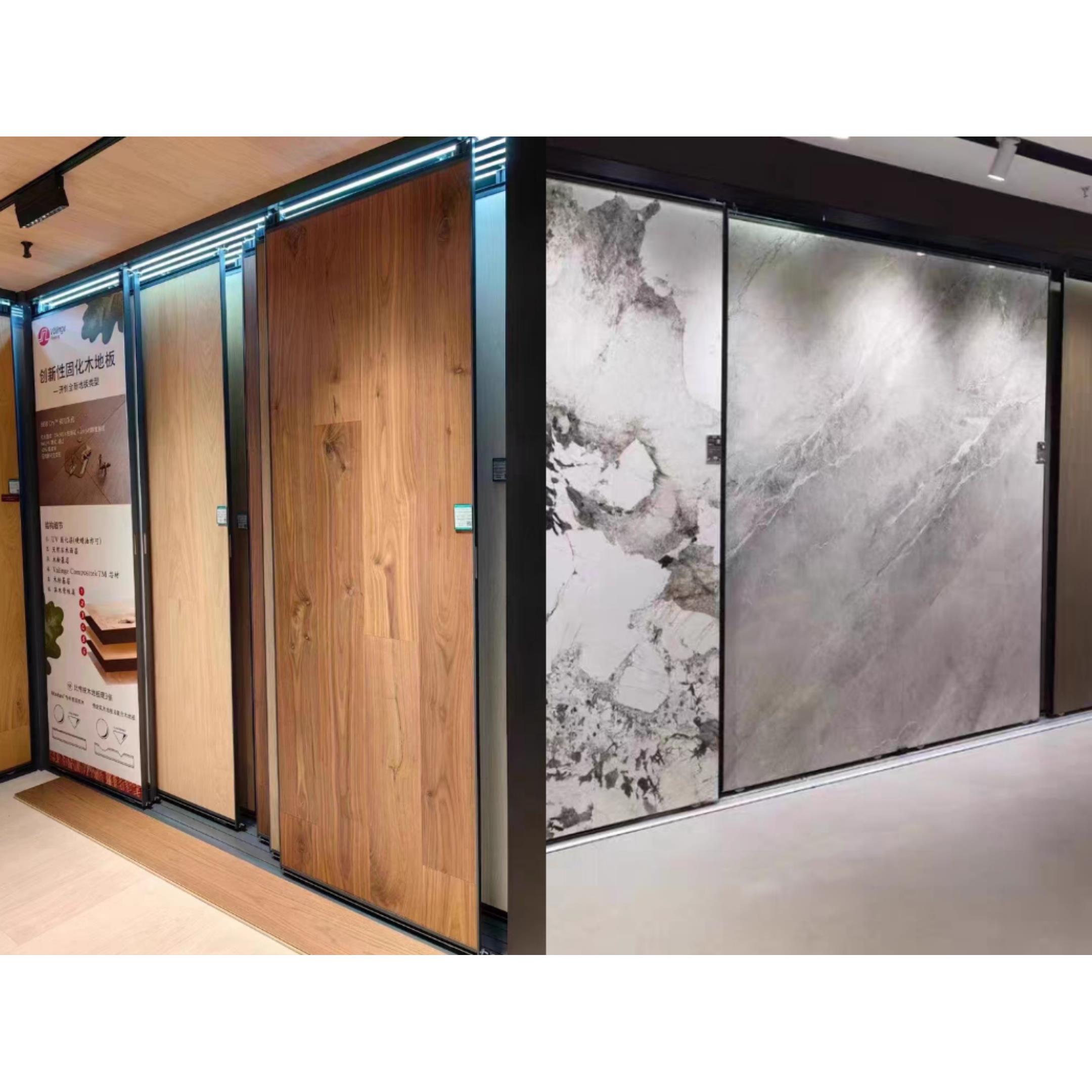 岩板瓷砖推拉展示架木地板可调节宽度展架石材样品立式多功能展架