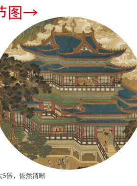 赵伯驹《仙山楼阁》客厅书房茶室装饰画挂画玄关水墨Y高清卷轴字