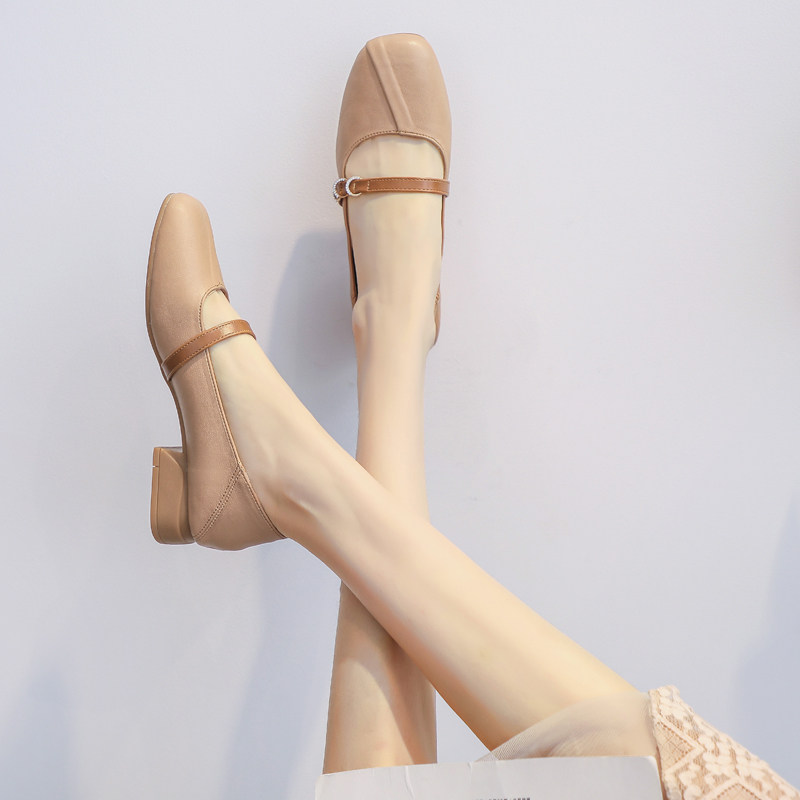 鞋子女2021夏季新款爆r款平底粗跟单鞋休闲奶奶鞋学生百搭豆豆鞋,女鞋,乐福鞋（豆豆鞋）,淘宝优惠券,粉丝福利购,淘宝优惠卷