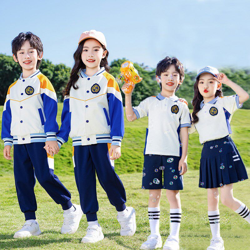 学院风蓝色棒球服校服套装中小y学生春夏装新幼儿园服儿童年级班