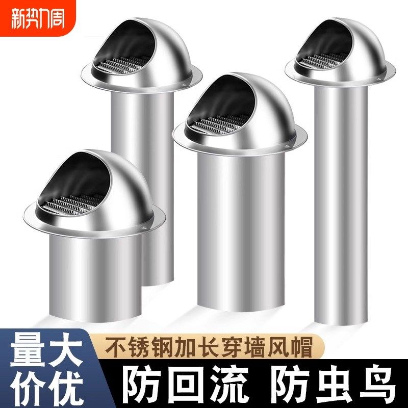不锈钢风帽外墙出风口油烟机穿墙C防风罩排风口卫生间排风管排气