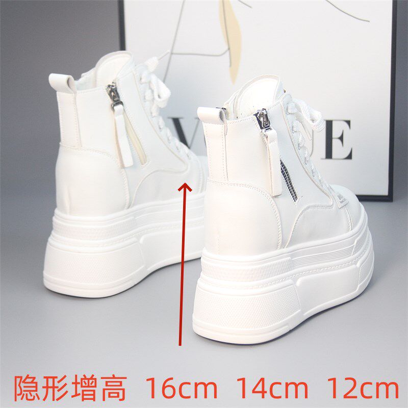 高帮女鞋手工定制超高跟15cm内增高女短靴秋季加Q绒小个子增高13c