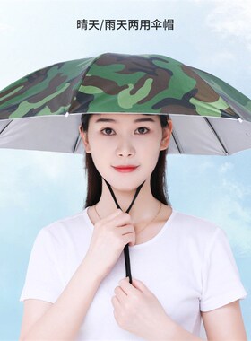 带头上的伞帽头戴式遮阳防晒钓鱼C帽防雨采茶斗笠雨伞帽斗篷头盔