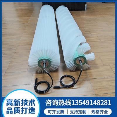 毛刷辊筒内置电机直流电动滚筒尼龙丝除尘清洗器螺旋式毛刷辊轴
