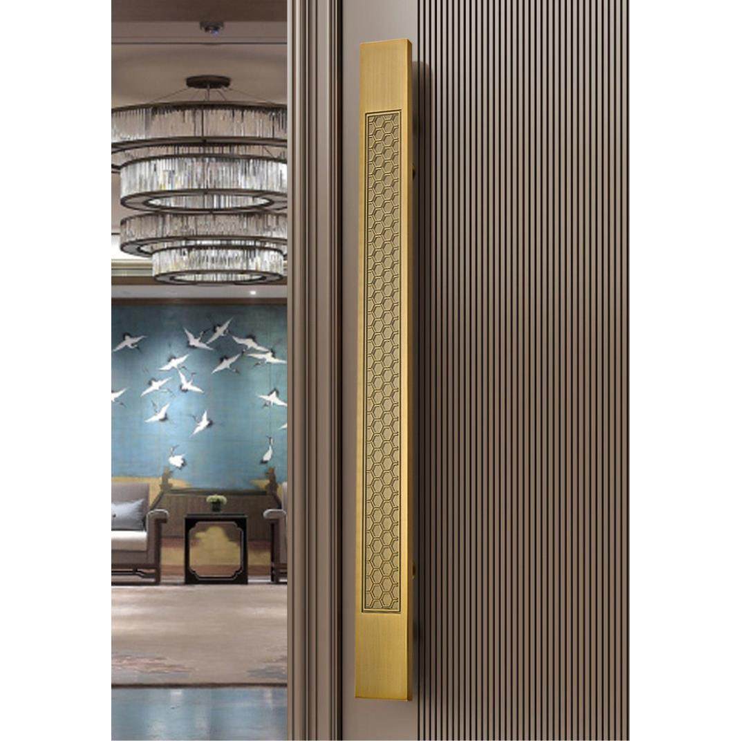 新中式把手仿古铜雕刻拉手商铺玻璃门把手铝合金木门大拉手现货