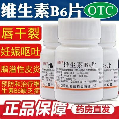 靓瑞维生素B6片100片/瓶脂溢性皮炎唇干裂减轻妊娠呕吐补充维生素