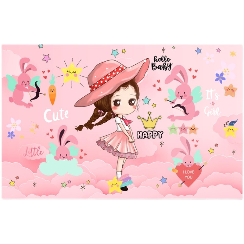 可爱女孩墙贴自粘墙纸卡通动漫粉色城堡公主儿童房间背景墙壁贴画