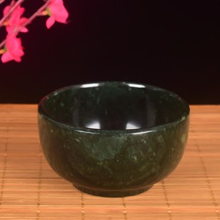 纯天然藏玉药王石茶碗玉石茶杯餐具饭碗健康长寿客厅摆件大碗