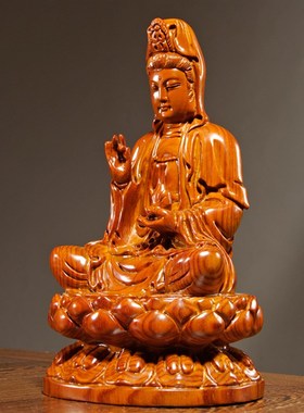 花梨木雕观音菩萨佛像摆件实木观世音家居客厅玄关摆设装饰工艺品