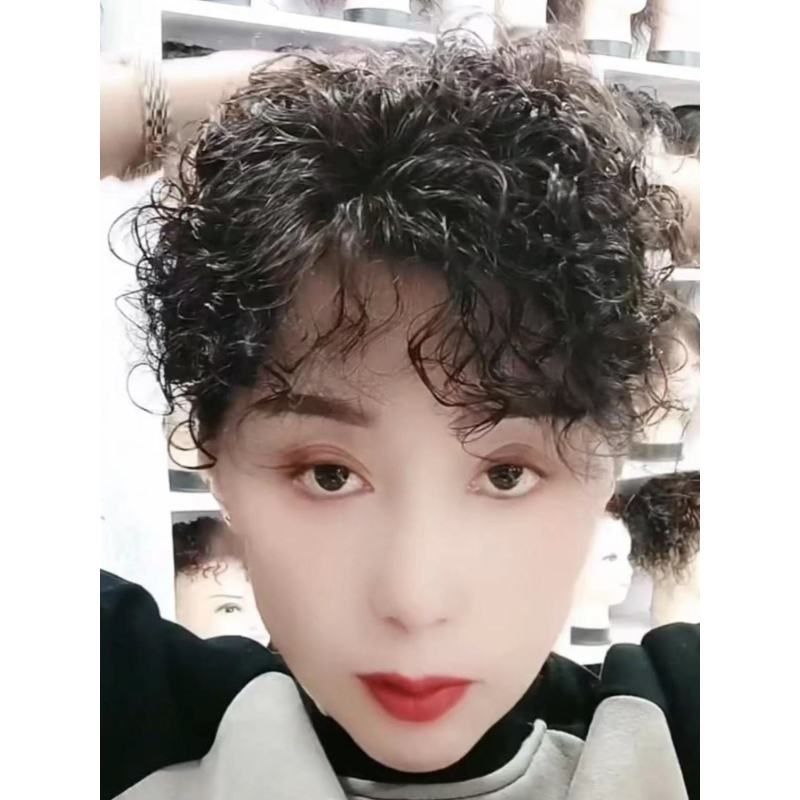 真发片全真100假发真头发新款真发卷发片中长大面积遮盖白发