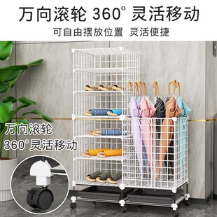 雨伞架大容量多层收纳架鞋架长柄伞伞桶可移动铁艺大堂门口收纳桶