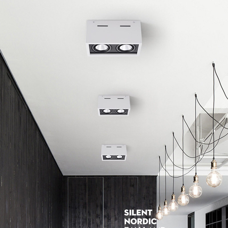 led明装射灯双头家用客厅筒灯吸顶方形COB斗胆灯格栅明装无主灯,家装灯饰光源,明装射灯,淘宝优惠券,粉丝福利购,淘宝优惠卷