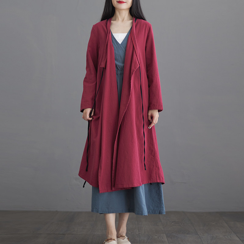 武当道袍太极服道服中国风茶服禅服茶艺师服装系带汉服女连衣裙秋