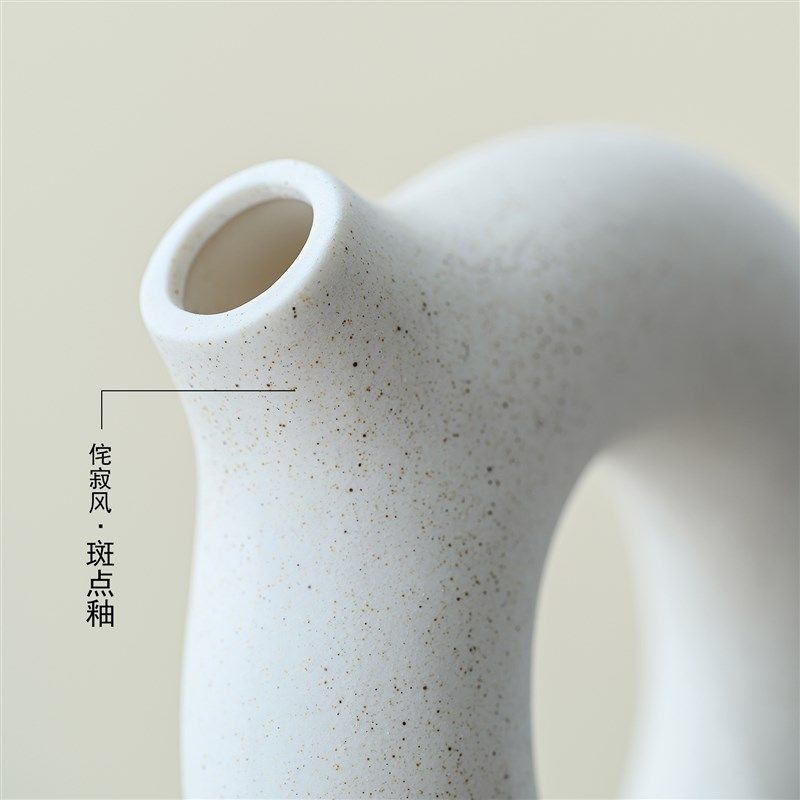 侘寂风酒柜玄关甜甜圈陶瓷花瓶酒店样板房间装饰品桌面摆件插花器,家居饰品,花瓶,淘宝优惠券,粉丝福利购,淘宝优惠卷
