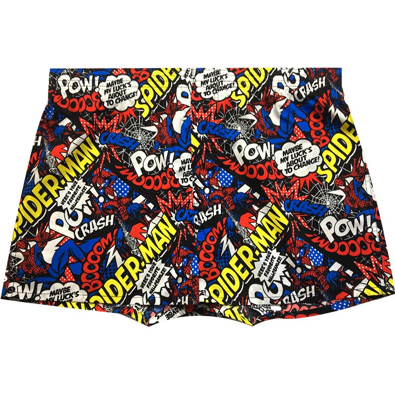 日单蜘蛛侠男士棉质卡通阿罗裤内裤宽松平角舒适透气四角裤居家裤