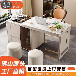 现代简约阳台茶桌伸缩小型茶车功夫茶台边柜家用轻奢岩板可移动几