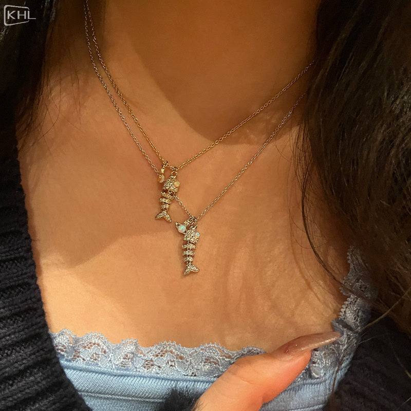 西太后鱼骨土星项链满钻欧泊石