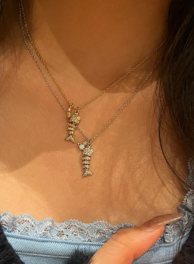 西太后鱼骨土星项链满钻欧泊石