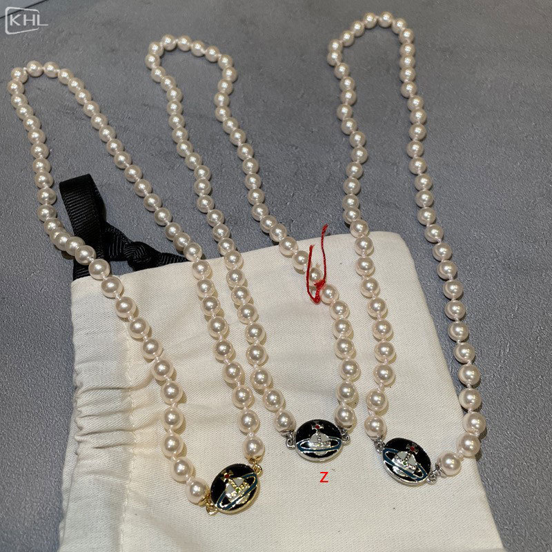 西太后黑色搪瓷珍珠项链磁扣珐琅