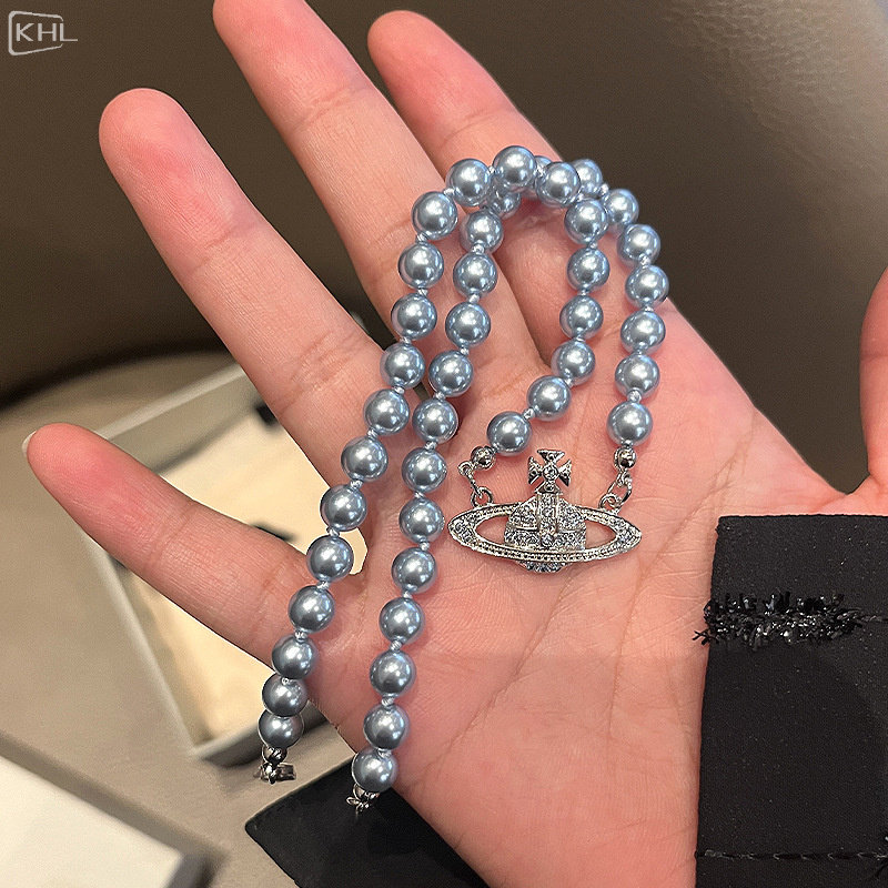 西太后蓝色土星珍珠项链手链吊坠